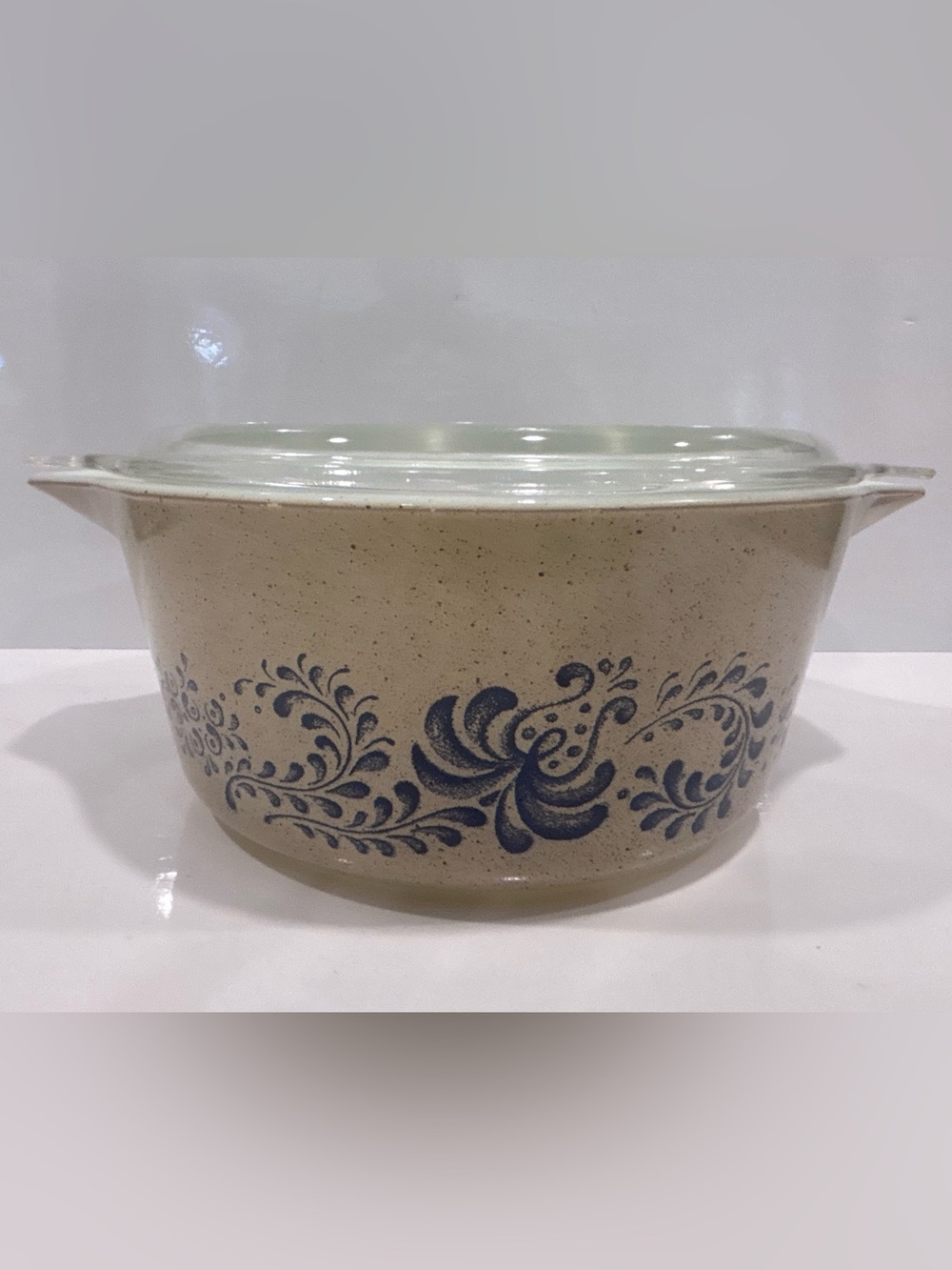 Vintage Pyrex 475-b homestead blue floral 2.4qt round casserole w 475-c lid